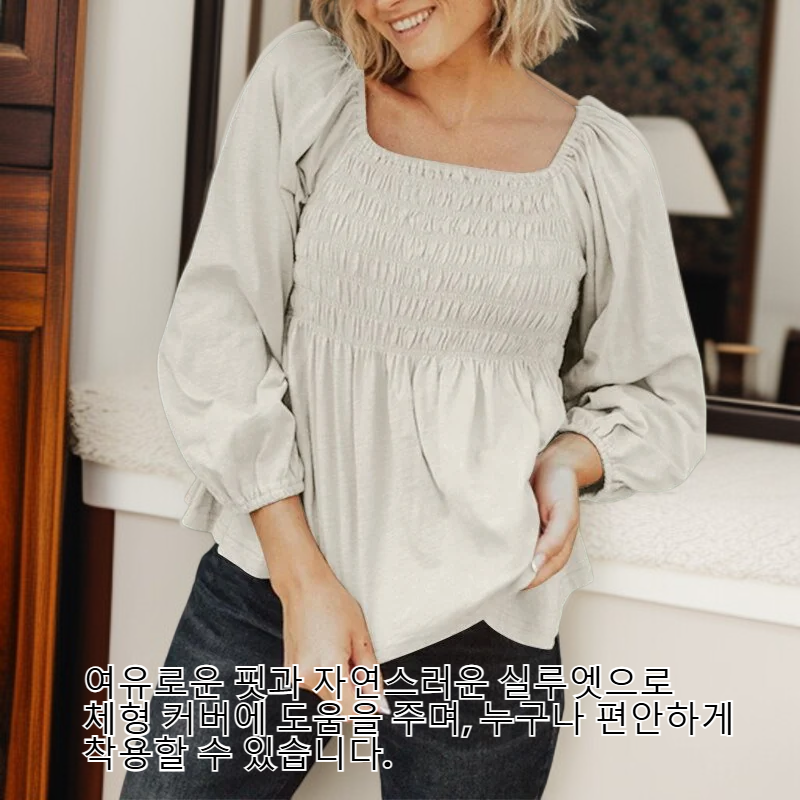 유럽/미국 봄/여름 버섯 테두리 패션 캐주얼 여성 블라우스