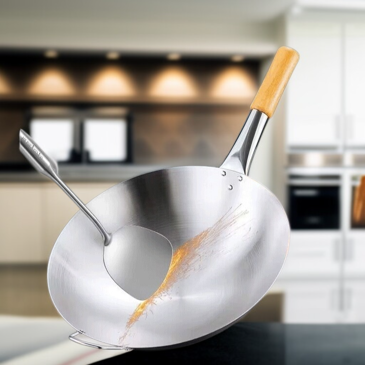 Thickened Stainless Steel Frying Pan for Hotel Kitchen Use