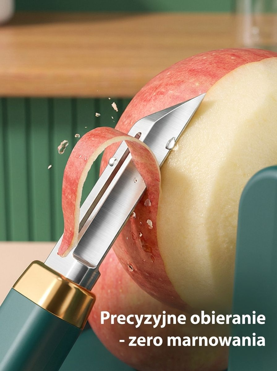 Obieranie jabłka za pomocą ręcznej obieraczki