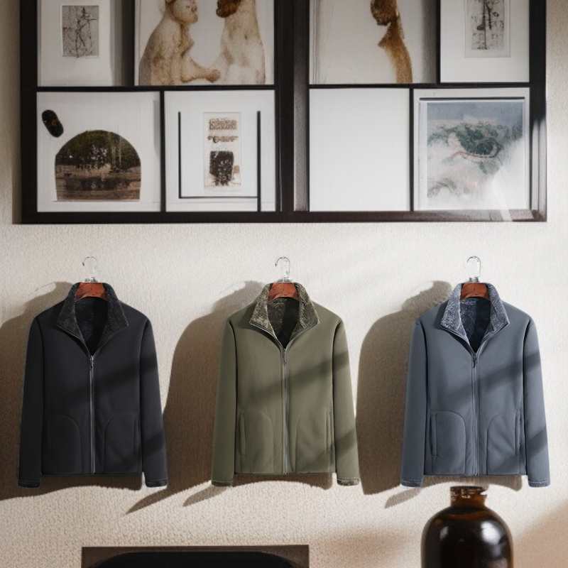 秋冬用の裏起毛厚手ジャンパー・カーディガン・フード付きコート・コーラル両面コート