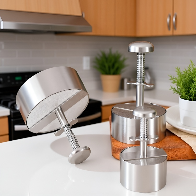 ステンレス製ハンバーガーミートプレス