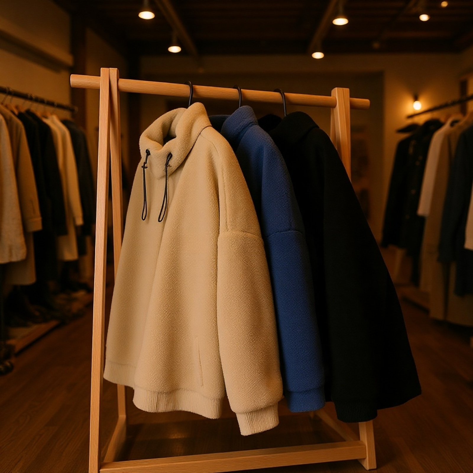 Japán stílusú állógalléros báránygyapjú pamut kabát tinédzsereknek, laza fazonú egyszínű