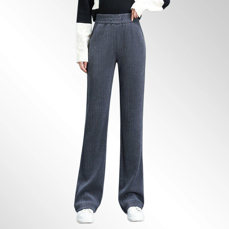 셰닐 하이웨이스트 패션 스트레이트 레그 와이드 레그 팬츠