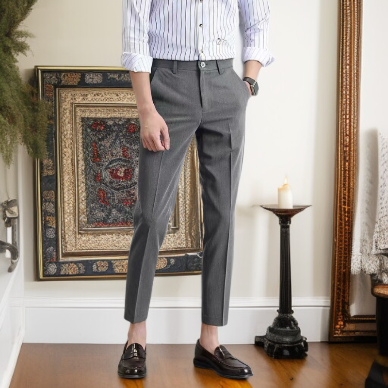 メンズスーツ九分丈パンツカジュアルスモールスーツパンツブラックスリムスモールレッグストレートドロップパンツ