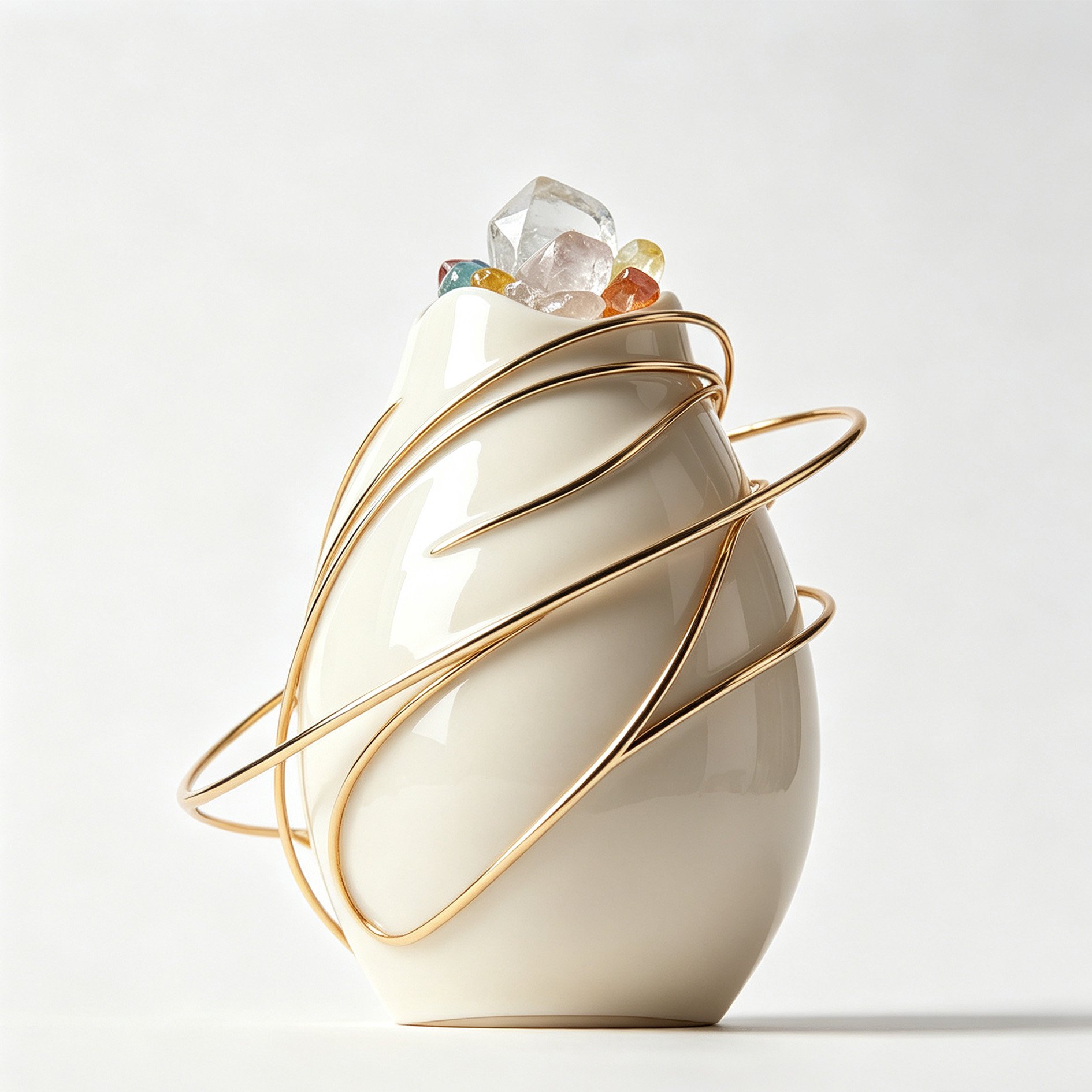 Crystal-wound porcelain bottle