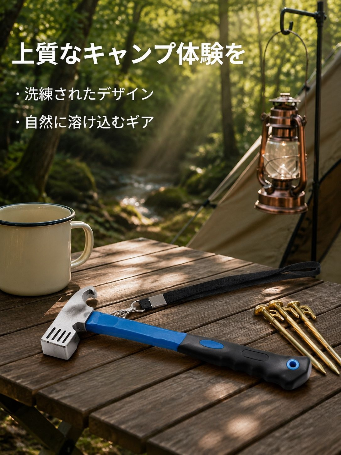 多機能テントハンマーの全体写真