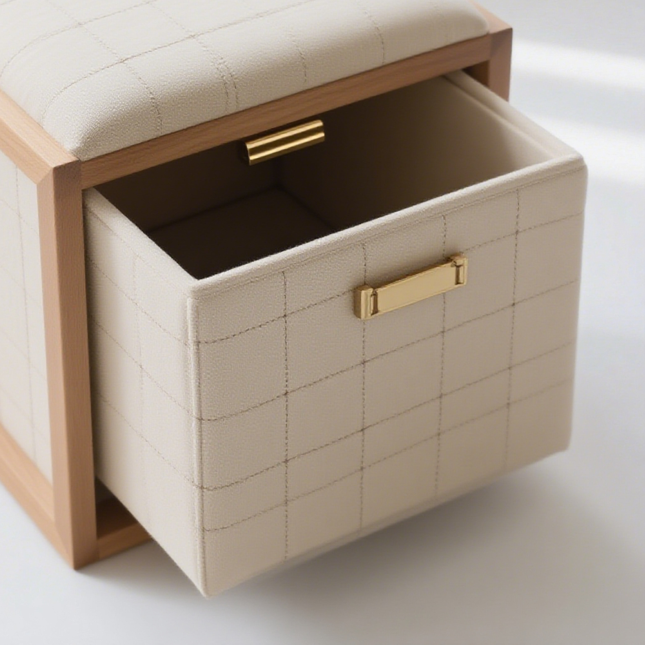 Banco de almacenamiento con estructura de madera maciza