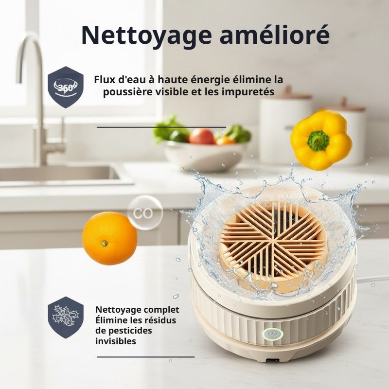 Appareil portable pour purifier fruits et légumes à la maison
