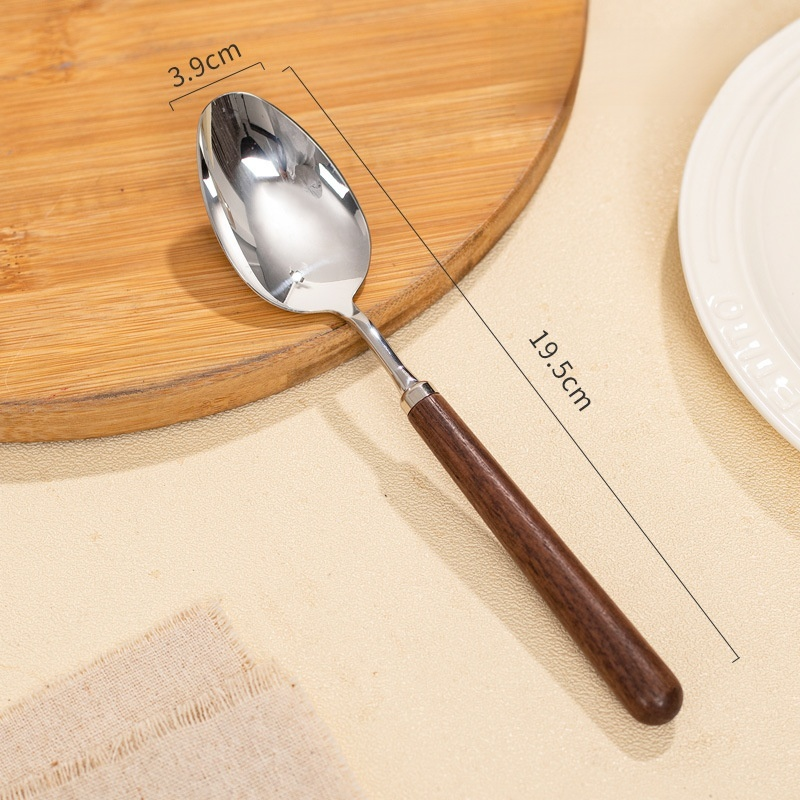 Stainless steel walnut wood spoon