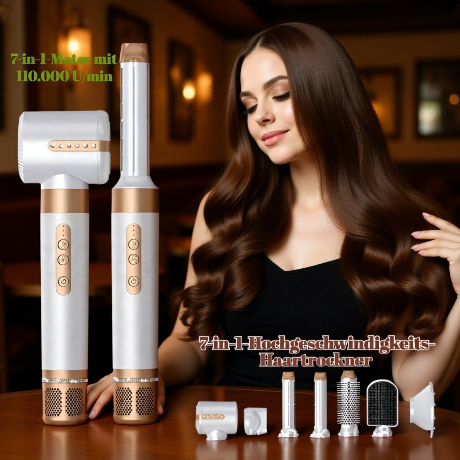 7-in-1 Multifunktionaler Hochgeschwindigkeits-Haartrockner-Stylingkamm