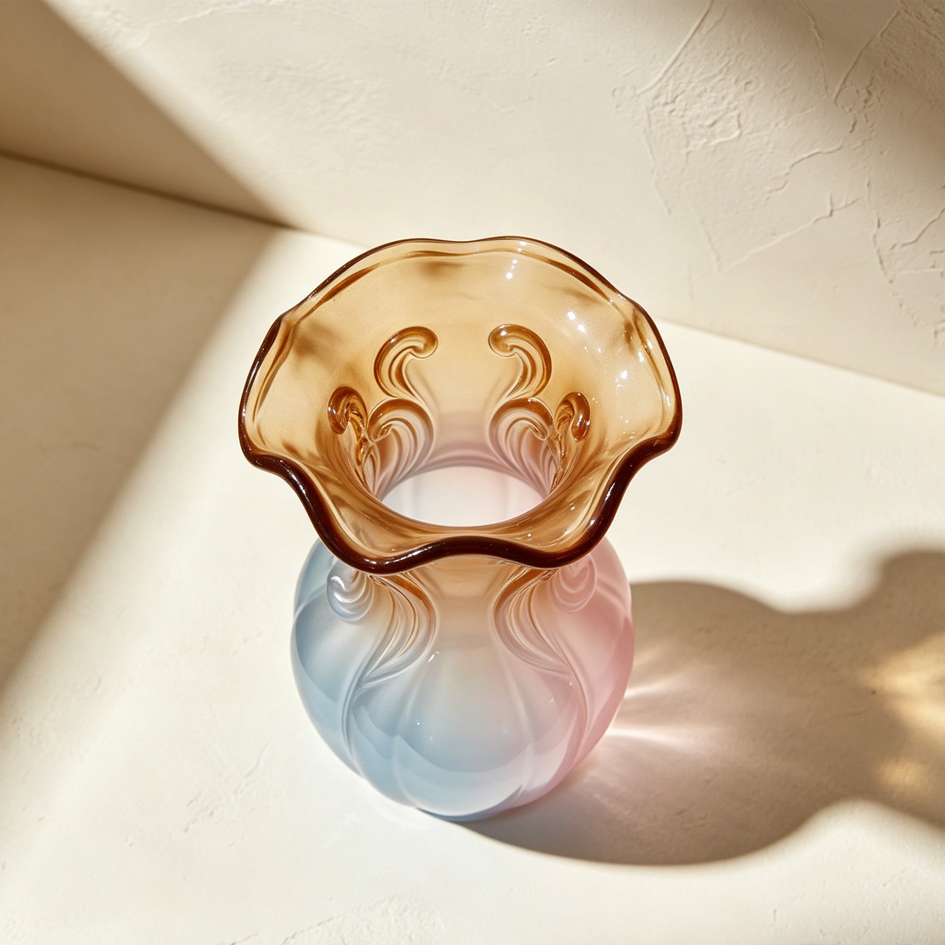 Vase en verre transparent sur table de salon