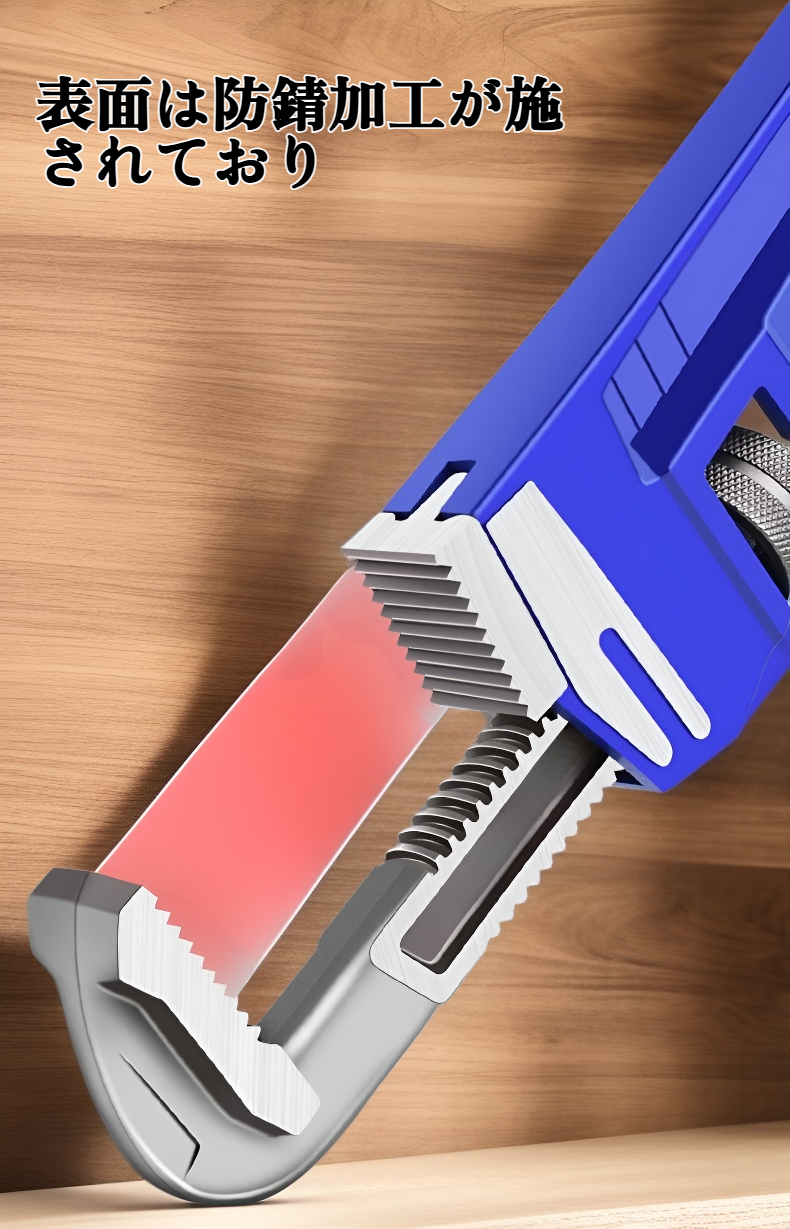 持ちやすいグリップ付き大型オープンレンチ