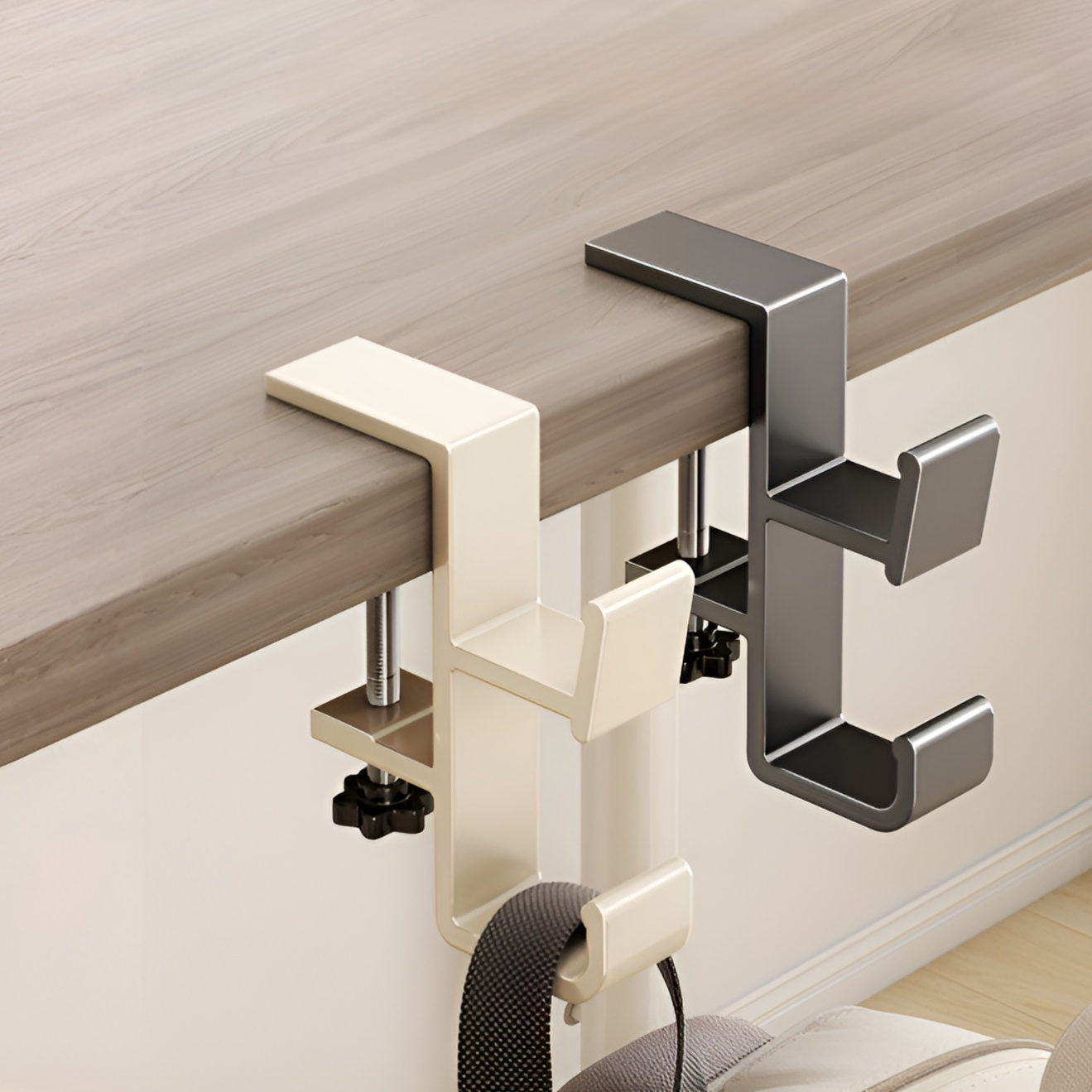 No-Drill Strong Load-Bearing Desk Side Hanging Bag Holder for Dormitory and Office