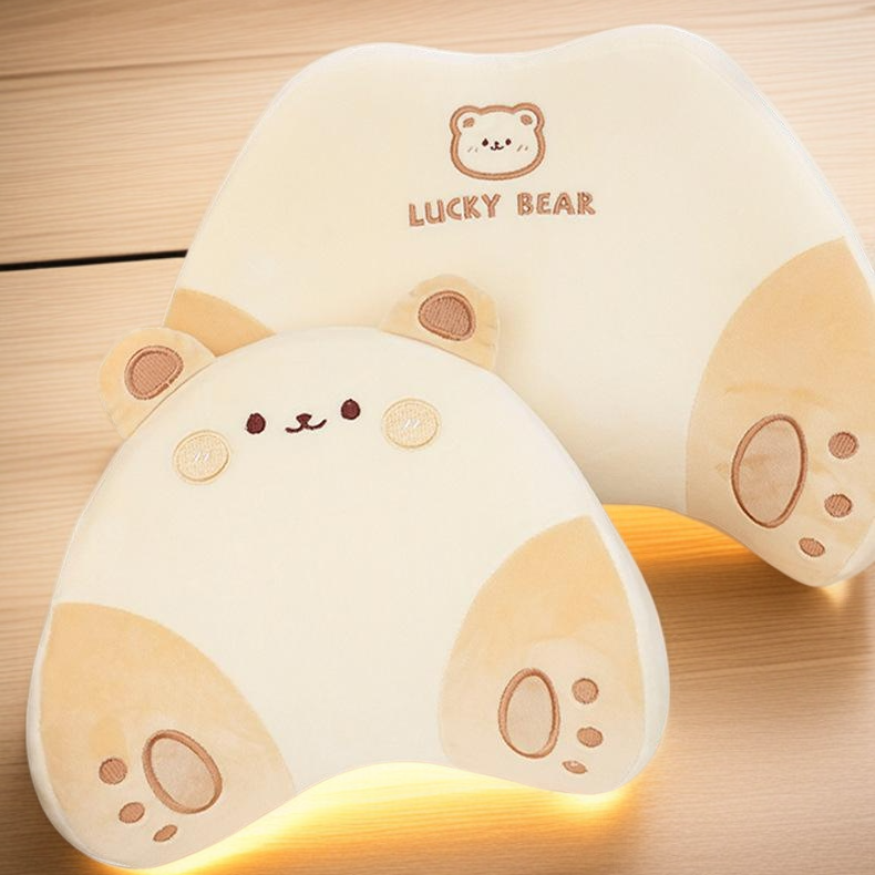 Almohada de cuello y soporte lumbar de coche, diseño de dibujos animados, espuma de memoria cómoda