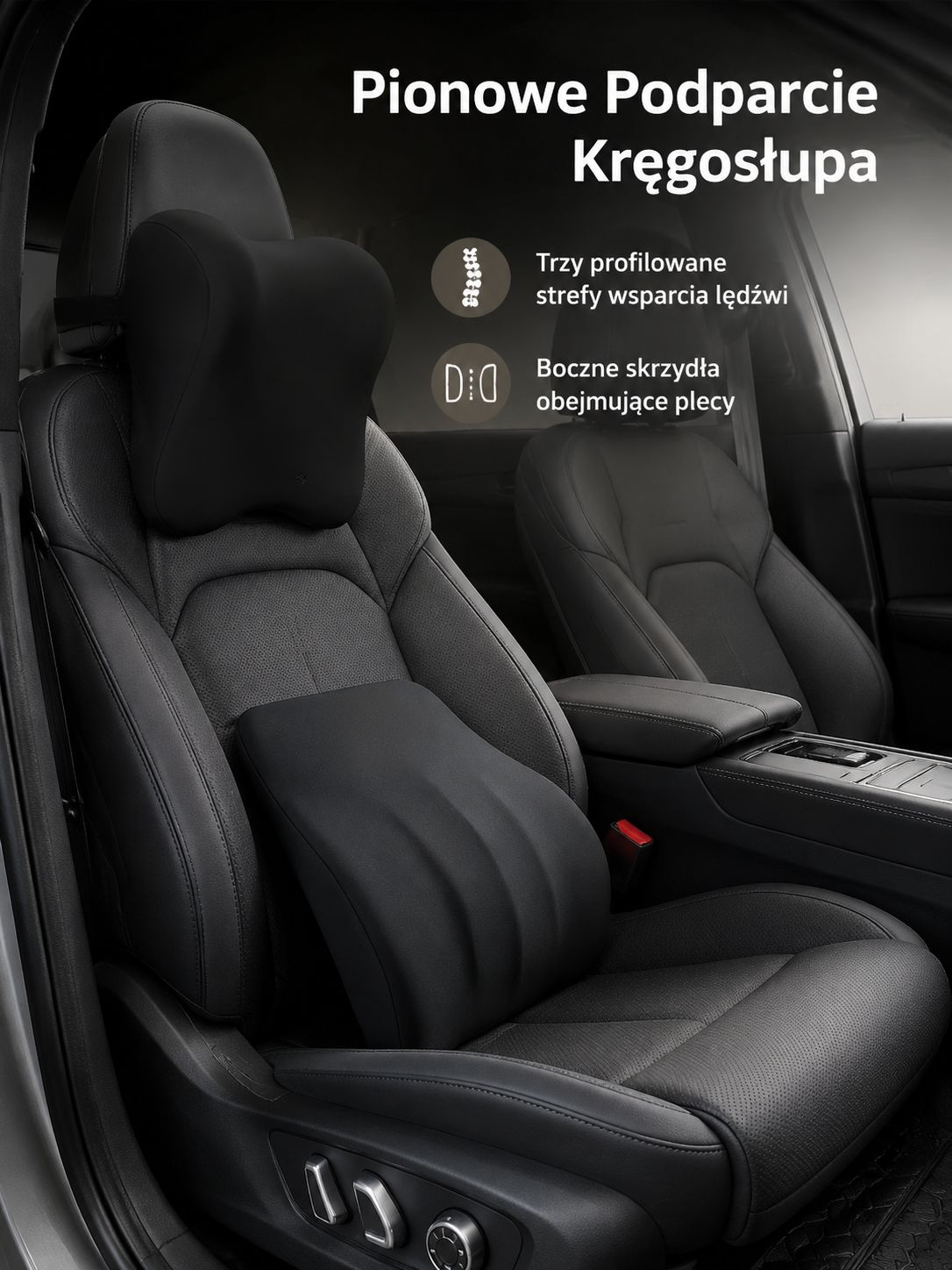 Poduszka samochodowa wspierająca szyję i plecy