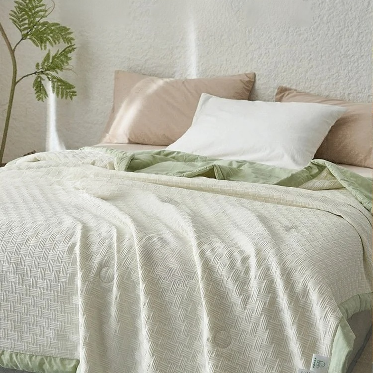 ワッフル織りウォッシュドコットン夏用掛け布団