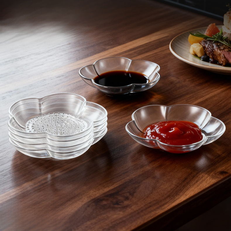 투명 벚꽃 생강 마늘 갈이 접시