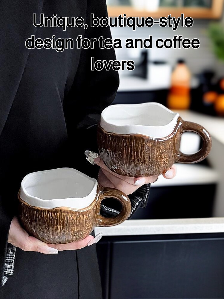 Coconut ceramic mug with milk white finish for latte coffee