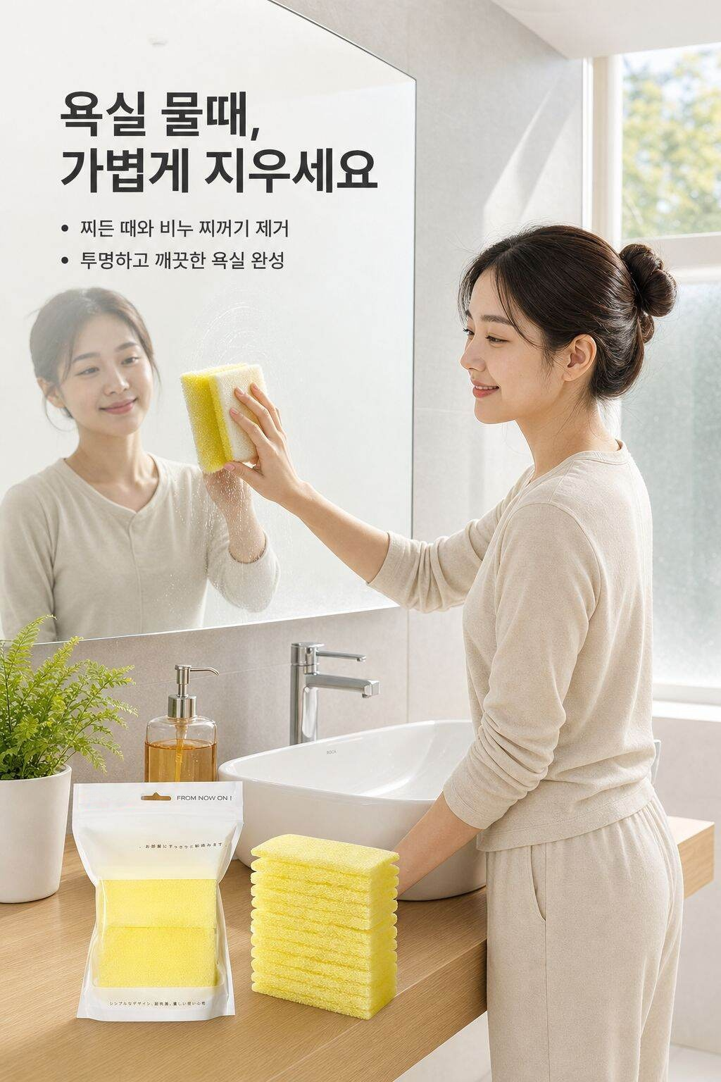 시트르산 클리너 백결포 강력 스케일링 화장실 수도꼭지 샤워실 유리 스케일링 스펀지 닦기