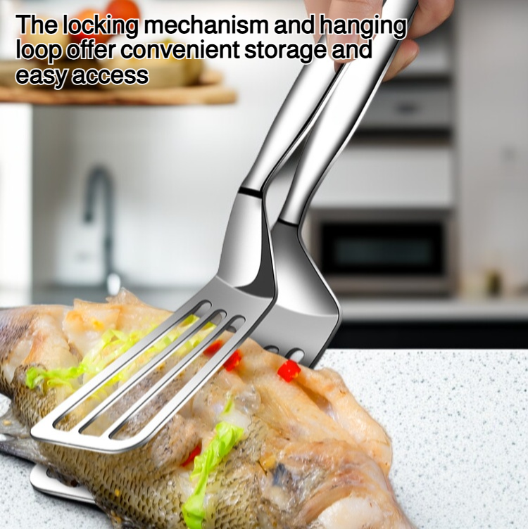 304 stainless steel barbecue tongs close-up