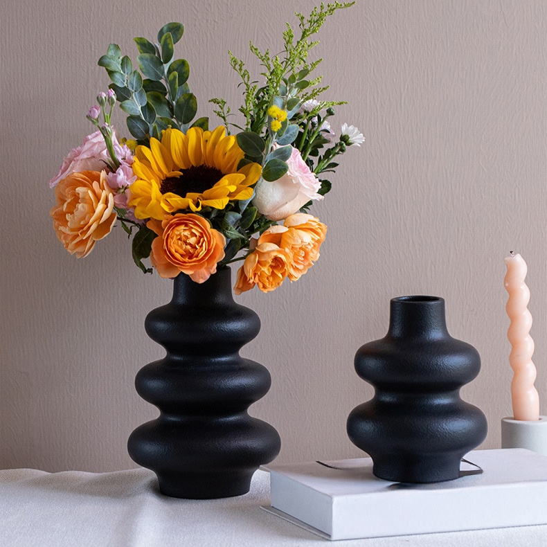 Jarrón de cerámica mate de alta estética decoración para el hogar