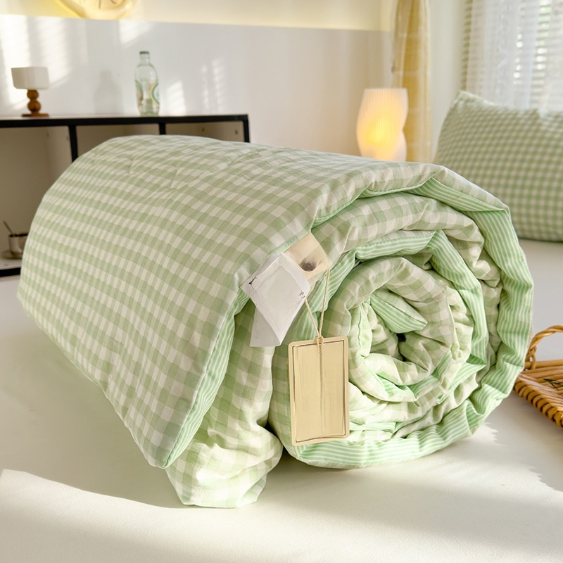 ผ้าห่มบางไฟเบอร์ถั่วเหลือง ผ้าห่มเครื่องปรับอากาศฤดูร้อน ลายตารางสำหรับแม่และเด็ก