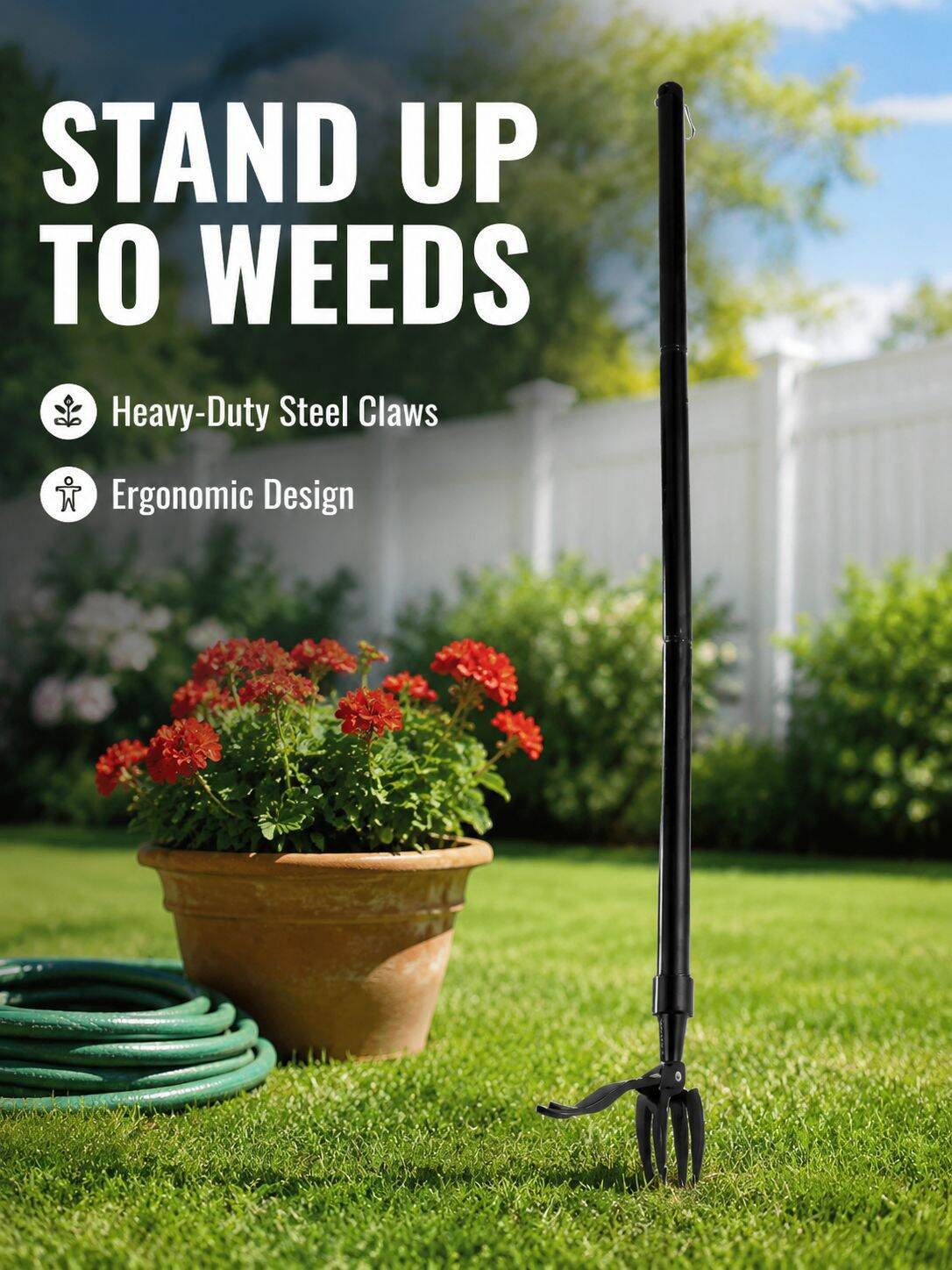 Standing Three-Section Weed Puller, Back-Saving Design