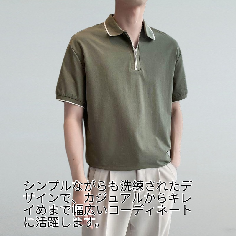 おしゃれ着やせ男装夏の新作開襟Tシャツトップス