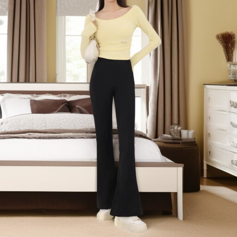  سروال شارك نسائي بخصر مرتفع وقصة ضيقة، تصميم فضفاض للخريف والشتاء