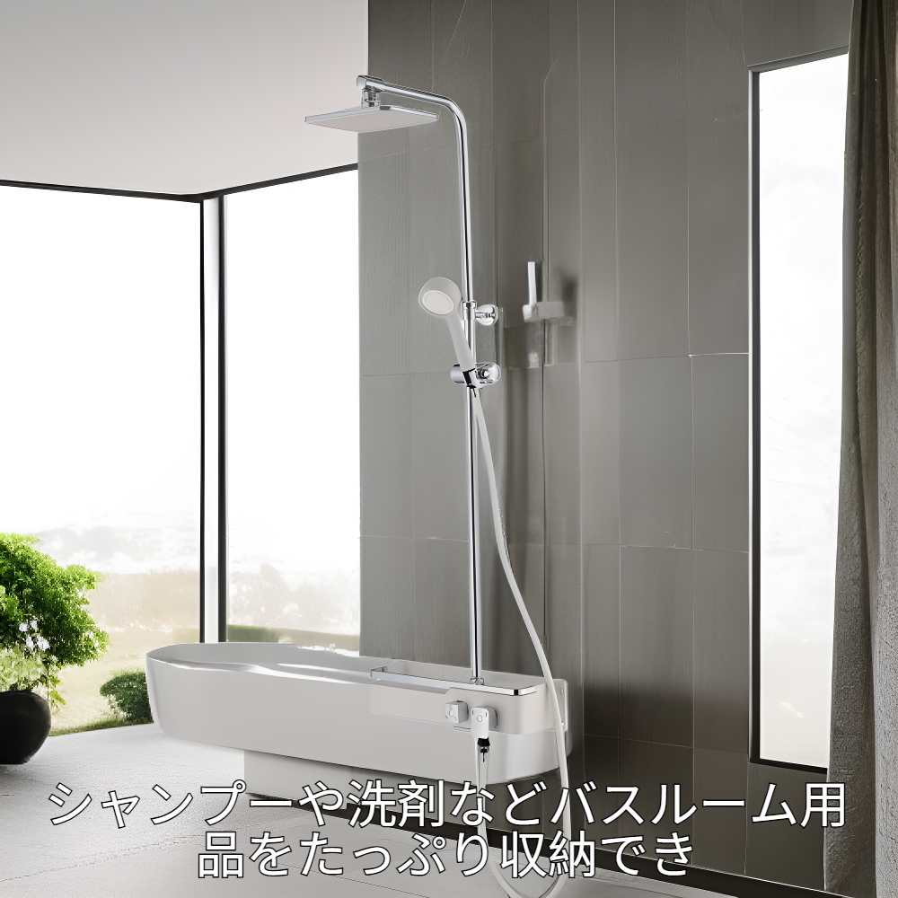 バスルーム用大型棚と銅製蛇口ハンドシャワー