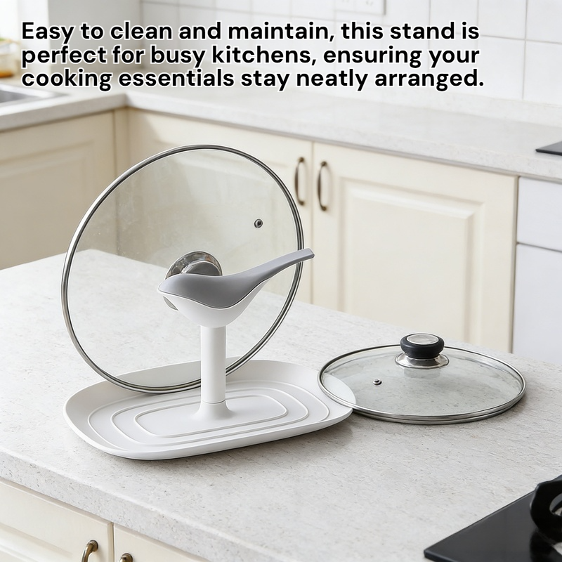Tabletop Pot Lid Holder with Cute Bird Design