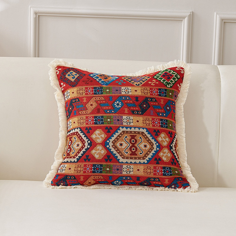 Coussin décoratif rétro en coton et lin