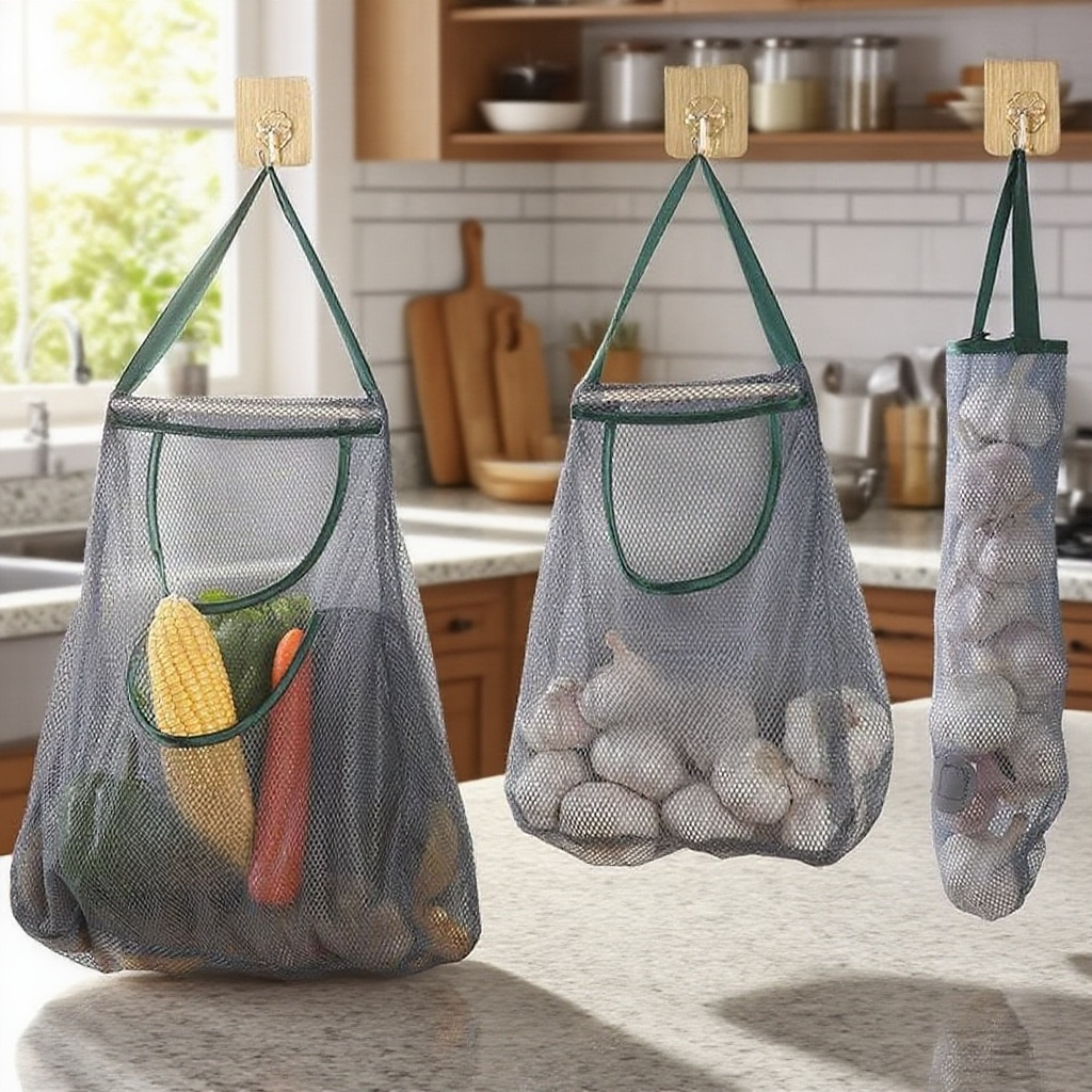 廚房壁掛式防潮通風收納鏤空網兜