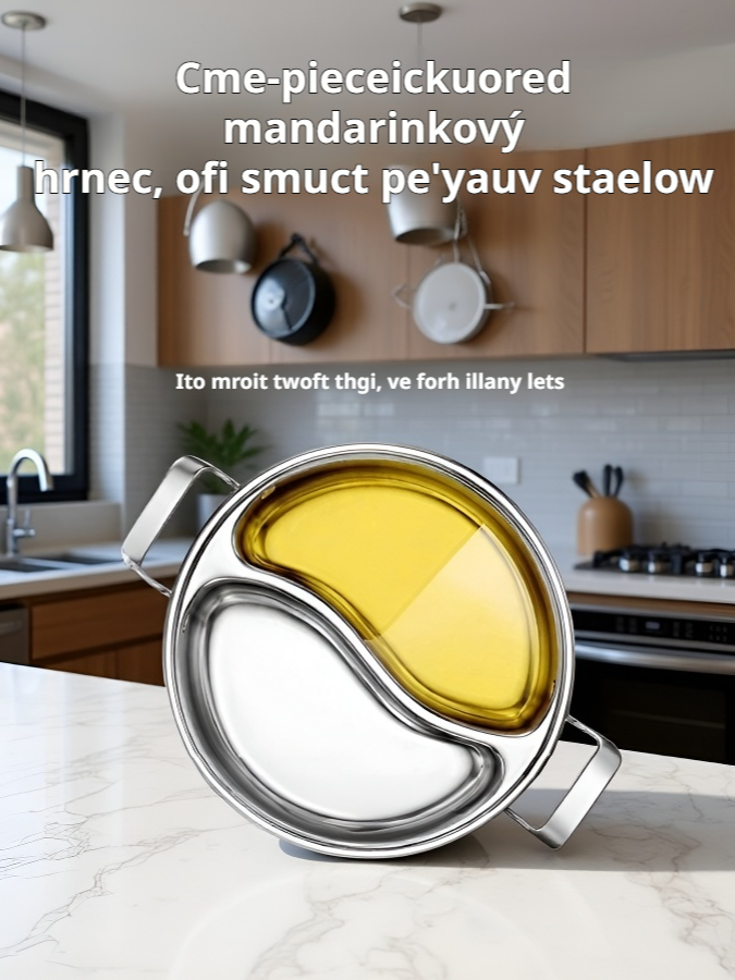 Jednodílný zesílený nerezový hrnec na hotpot s oddělením