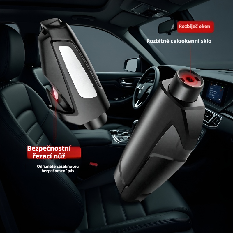 Multifunkční bezpečnostní kladivo do auta s funkcí rozbití okna