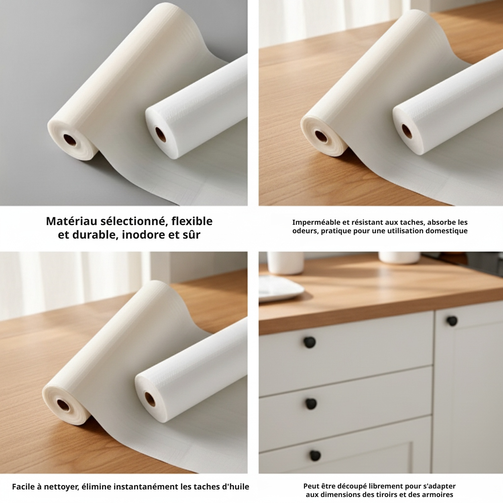 Tapis de tiroir imperméable et épais pour armoire de cuisine, anti-huile et anti-moisissure
