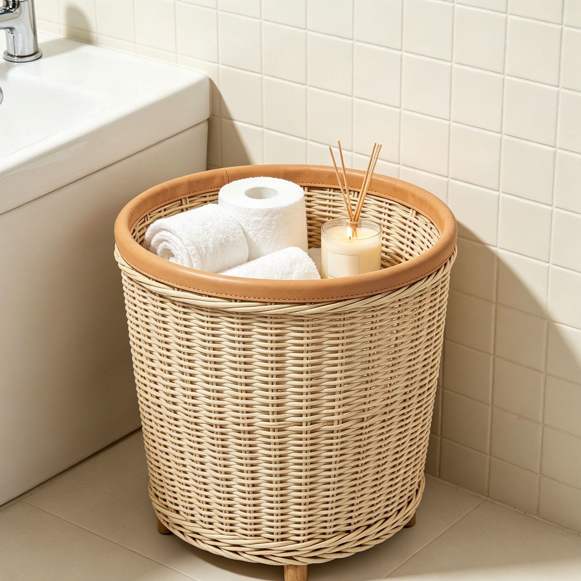 Panier à linge sale avec poignées pratiques