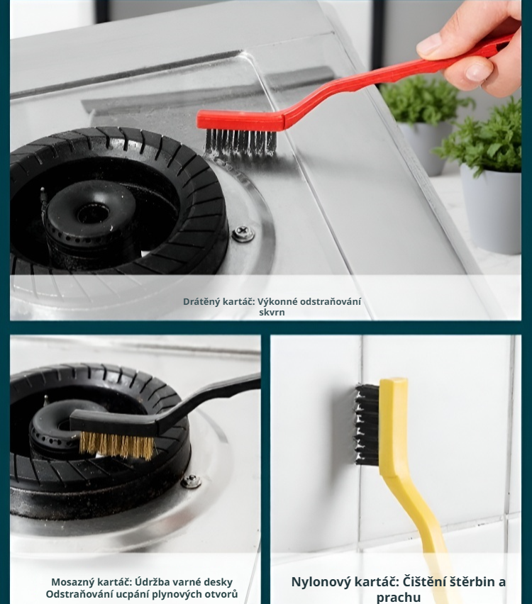 Kartáč na čištění hořáků plynového sporáku