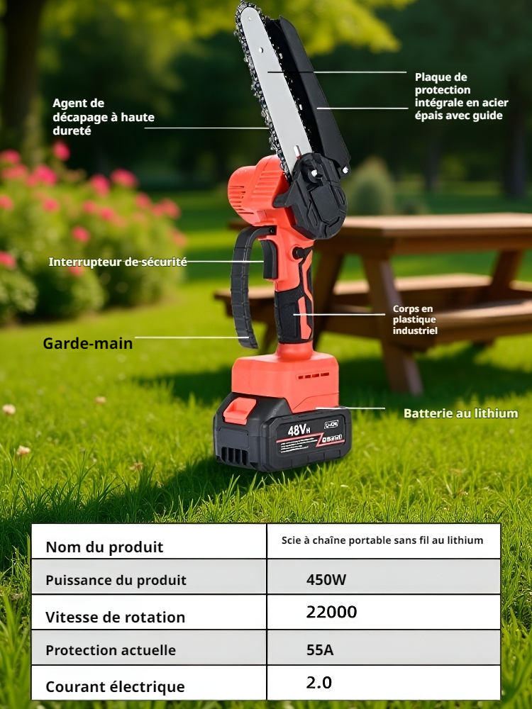  Tronçonneuse sans fil portable – Outil ultime pour l’abattage du bois