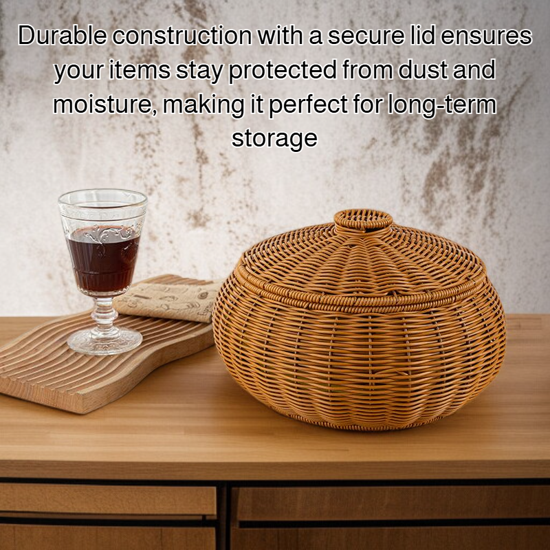 Imitation rattan storage jar with lid