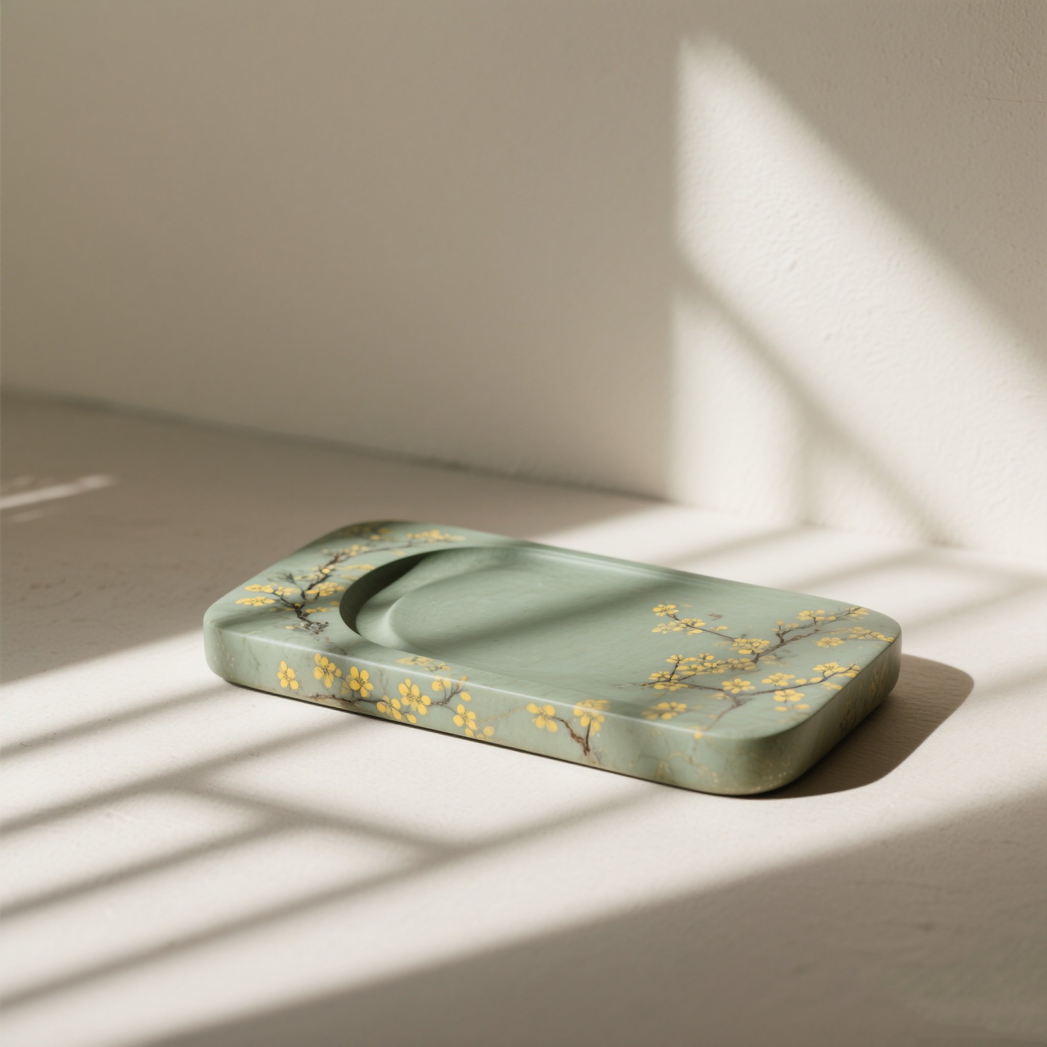 グリーンカラー硯台5点セット