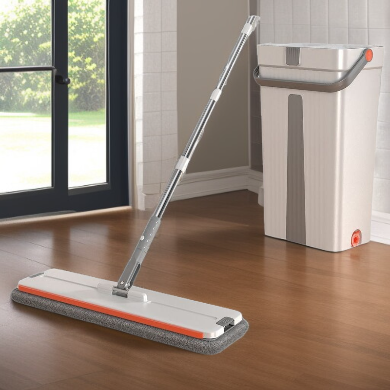 家庭用フラットモップ ウェット＆ドライ 極太ハンドフリーモップ