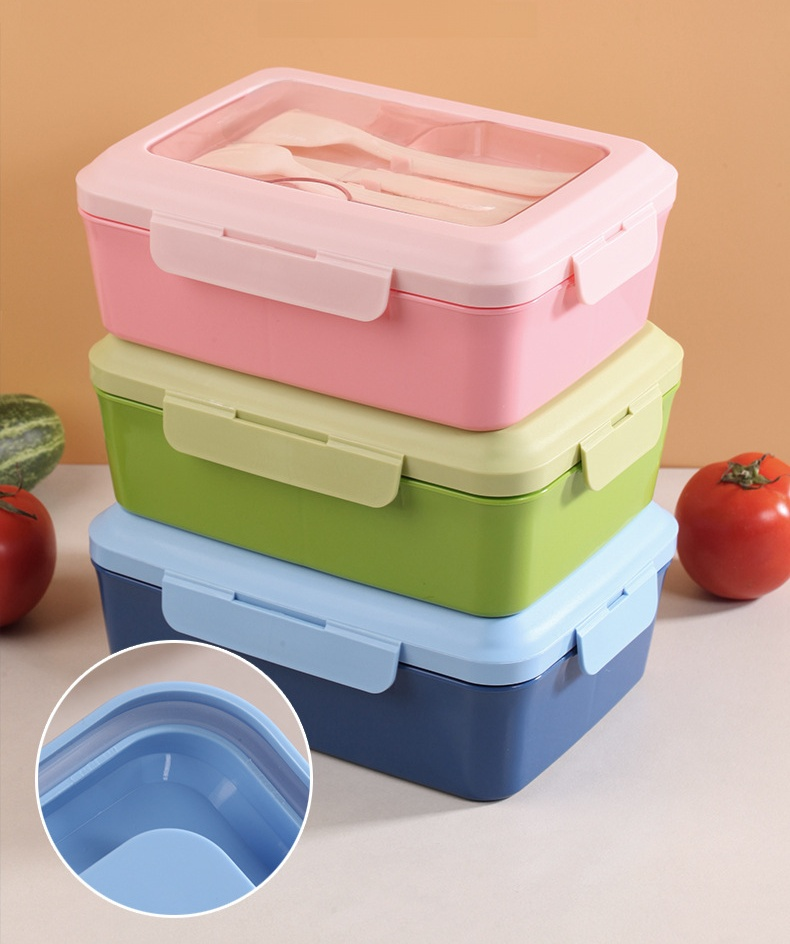 Leakproof compartment lunch box with snap-on lid