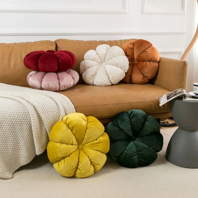 หมอนกำมะหยี่นอร์ดิกแปดกลีบฟักทอง