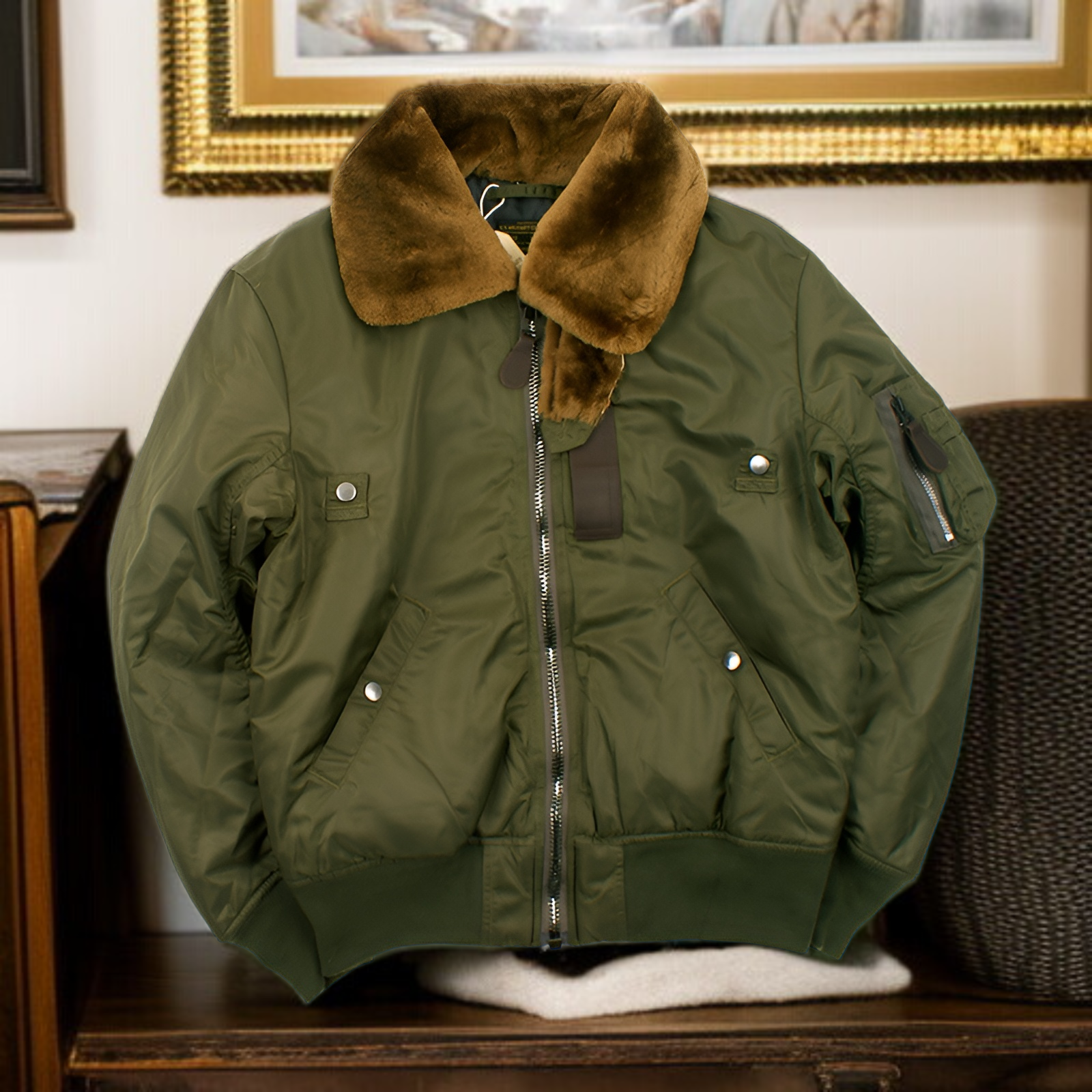 新品 エアフォース B-15 ジャケット フライトスーツ ファーカラー 取り外し可能 B-15 フライトジャケット メンズ レディース コットンジャケット