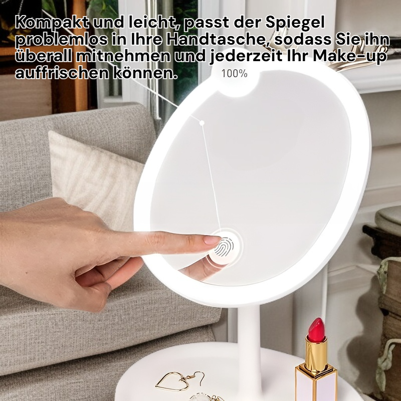 Tragbarer Make-up Spiegel mit kabelloser Ladefunktion