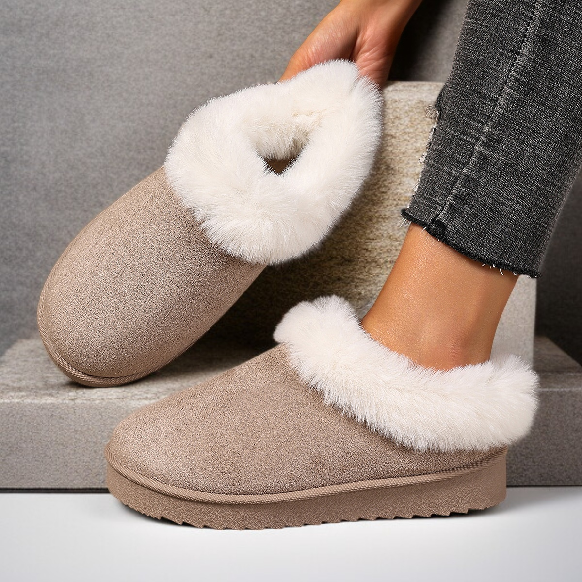 여성용 기모 두꺼운 바닥 면 신발