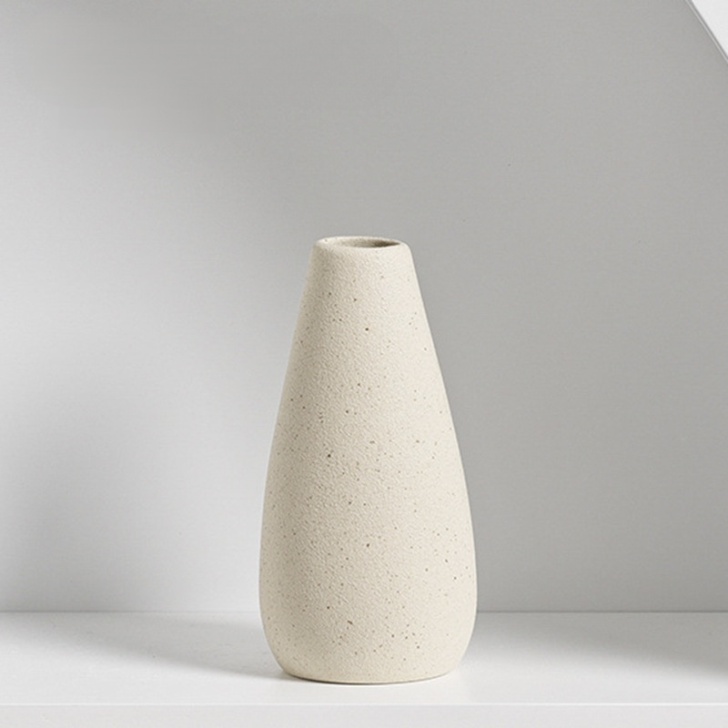 マット仕上げ純白セラミック花瓶 リビング用フラワーベース