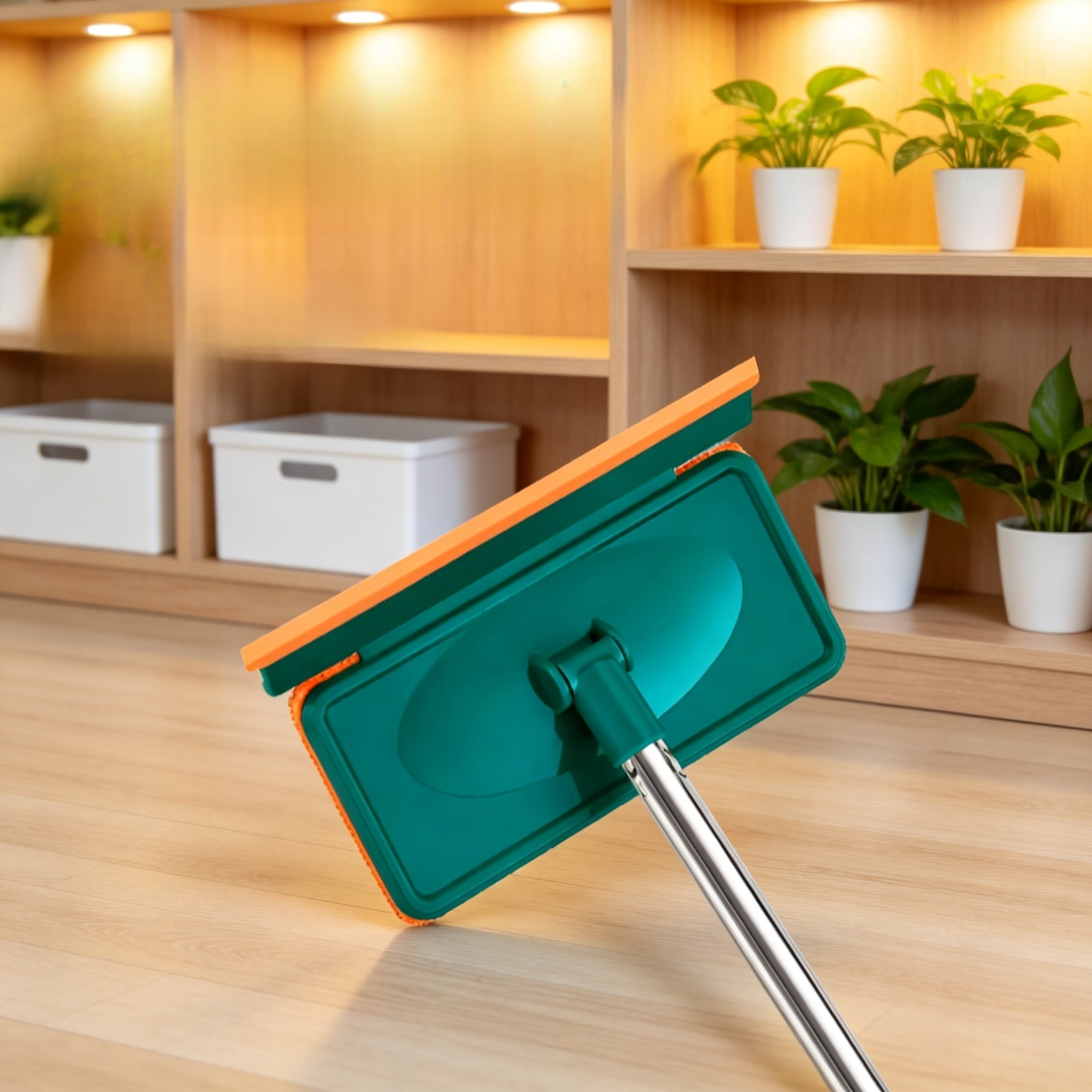 Limpiador de ventanas de doble cara con mango extensible y cabezal giratorio