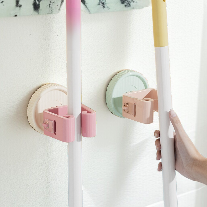 화장실 문 뒤 벽걸이 밀대걸이 편리한 빨판 펀치프리 벽걸이 벽수납 미끄럼방지 밀대걸이 벽수납선반